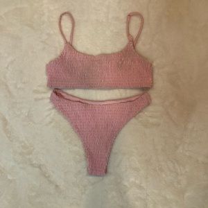 baby pink ruffled bikini